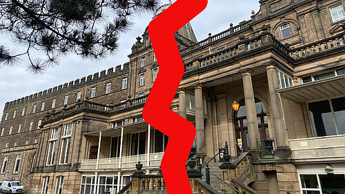 County Hall, Matlock - split in half