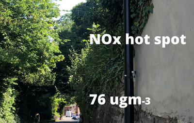 Image courtesy of Peter Dobbs NOx tube on Buxton Road plus captions