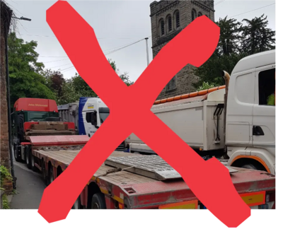 Image courtesy of Peter Dobbs HGVs on Buxton Road with cross