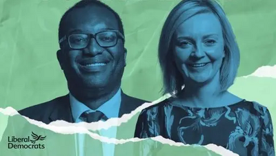Image courtesy of Liberal Democrats Graphic of Truss and Kwarteng