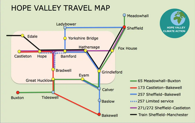 Image courtesy of Hope Valley Climate Action Bus and rail map for Hope Valley